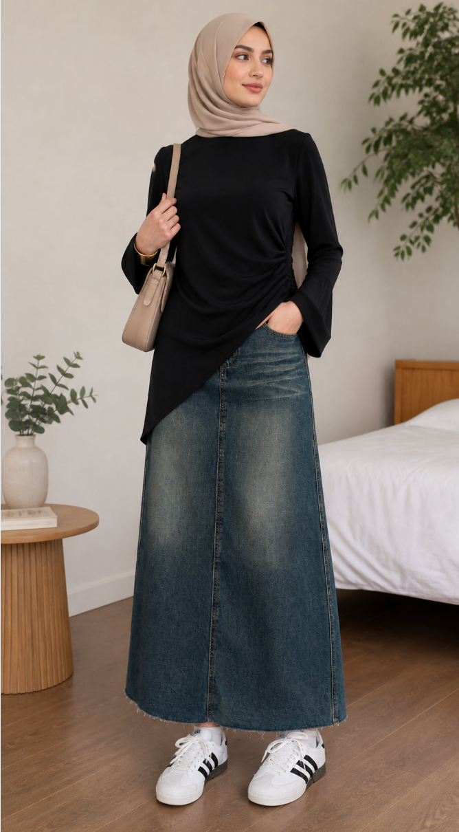 Jeans Rock ohne Schlitz