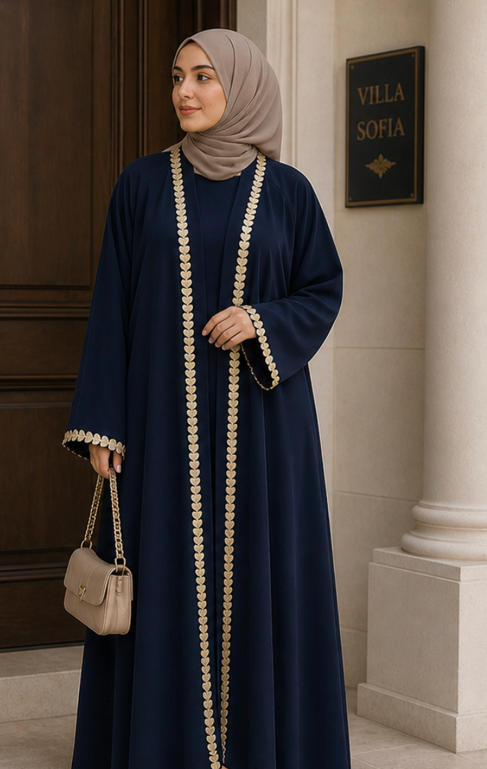 Abaya mit goldener Stickerei